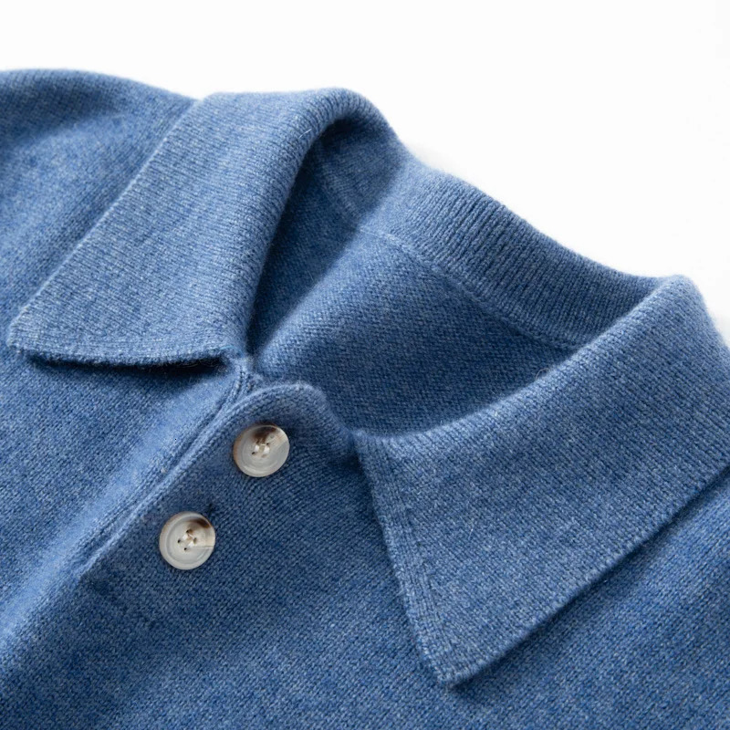 ZOCEPT 100 Goat Cashmere Pullover for Men High Quality Winter Knitted Warm Thickened Sweater Solid POLO Collar 241009