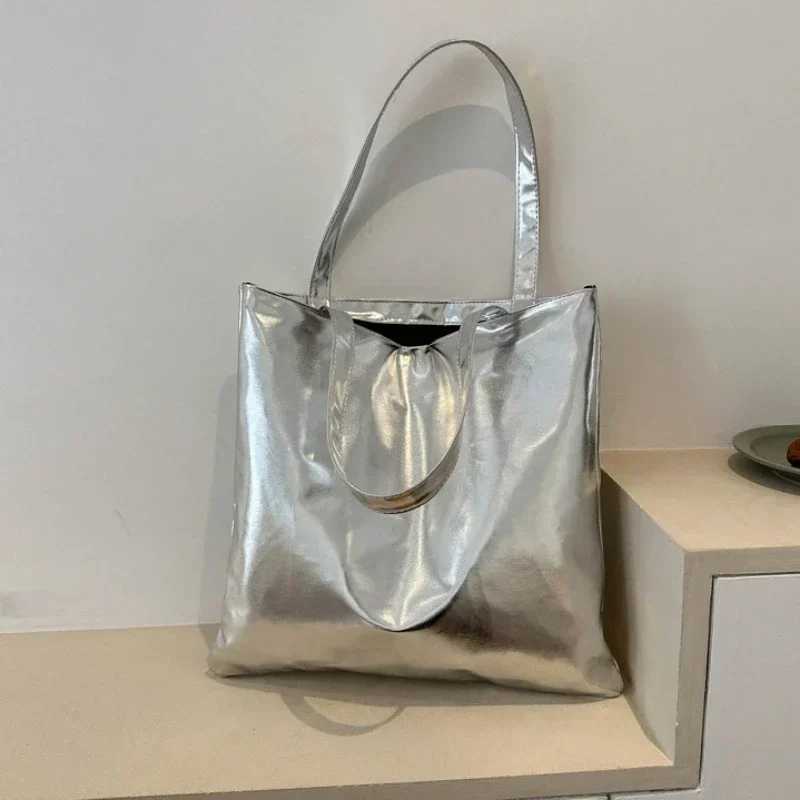 Laser bag candy colored large bag womens handbag large capacity large capacity shiny womens bag girls shoulder bag Y241011