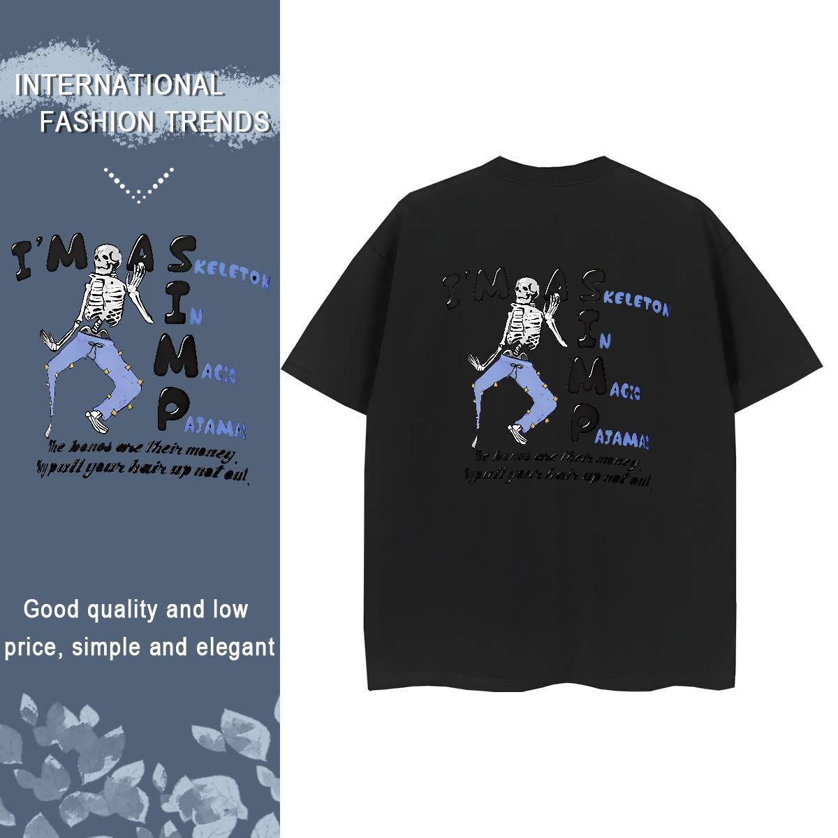 New T-Shirts for Women 230g Cotton O-Neck Short Sleeve High Street Hip Hop halloween Womens Tshirts Soft DIY Logo Clothes Shirt