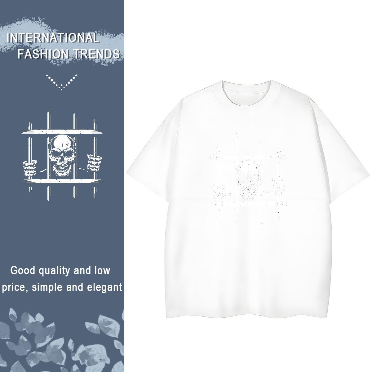 Designer T shirt 230g 100% Cotton Breathable Crew Neck Sports Casual skull Womens Tshirts Wholesale Cartoon Printing L-4XL Wear