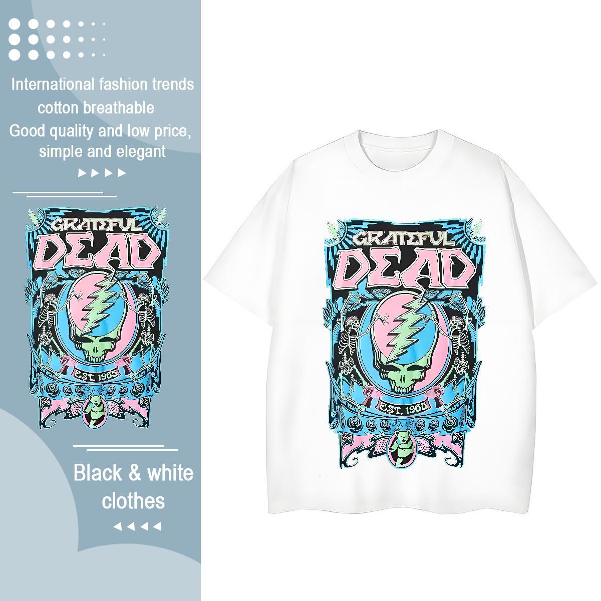 TOP Quality Womens T Shirts 100% Cotton 230g Breathable Soft Sports Street Wear skull Unisex Tshirts Lady Graphic Top Tees