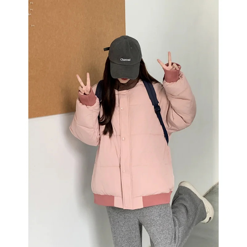 Deep Blue Down Jacket Womens Coat Grey Fashion American Street Clothing Y2K Style Duck Down Womens Winter Short Coat 241009