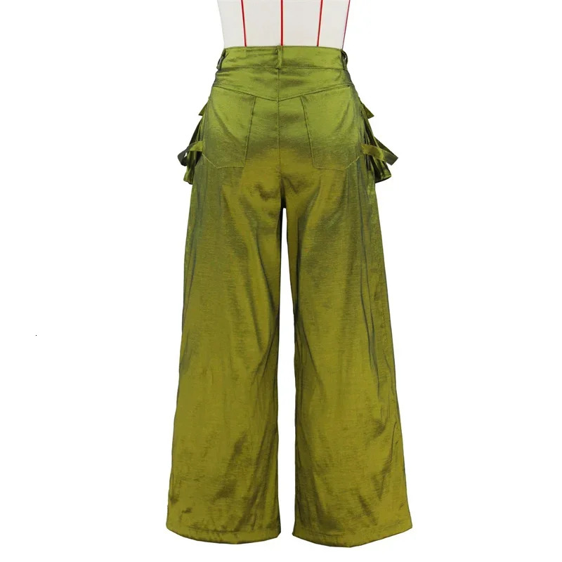 Fashion Streetwear High Waist Removable Pockets Wide Leg Pants For Women INS Hip Hop Casual Loose 2024 Spring Summer Trousers