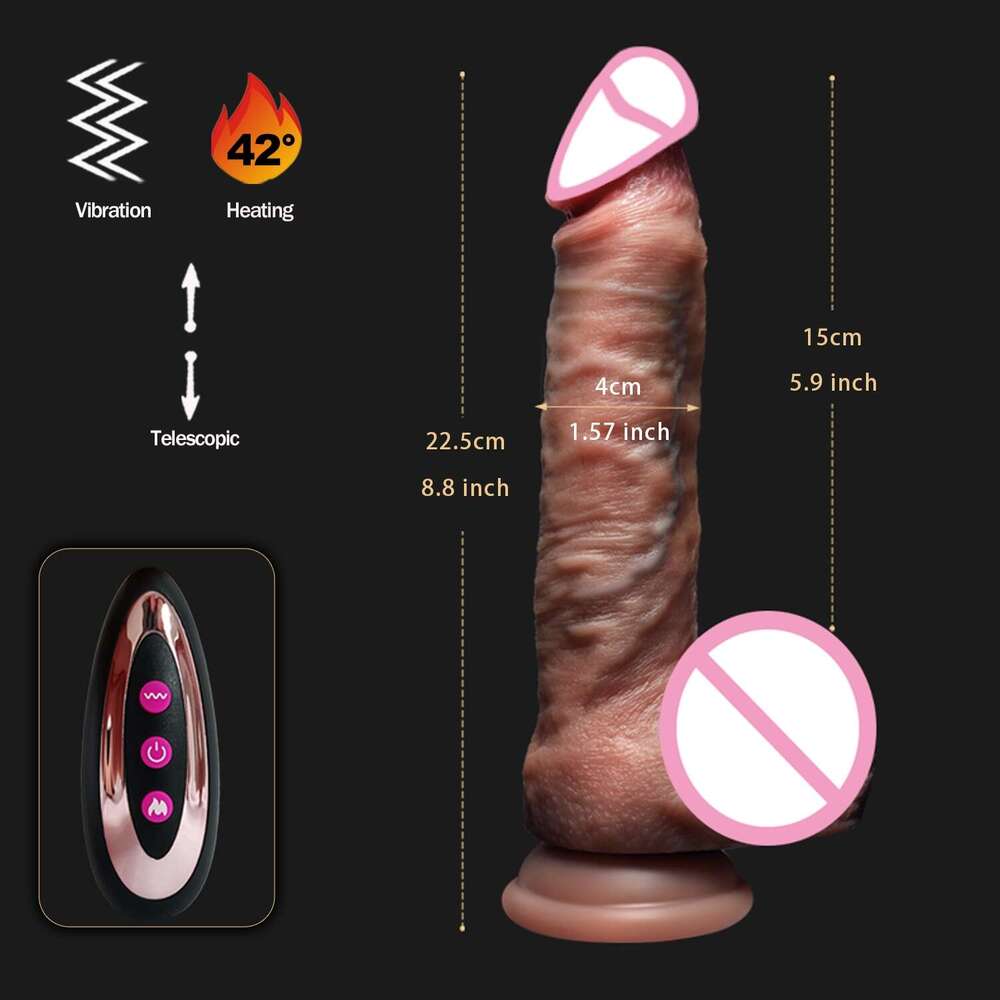 Realistic Dildo Telescopic Vibrator Female Stimulator Big Penis Anal Plug with Heating Thrusting Sex Toys for Women
