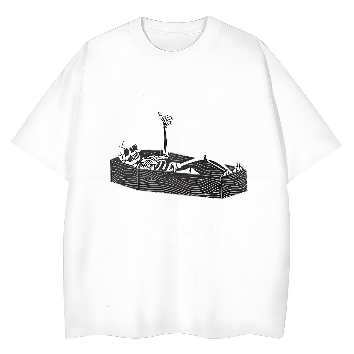 Fashion Casual T-Shirts 230g 100% Cotton Breathable High Street Hip Hop boat Women Tshirts Loose fit Black White Tops Shirt