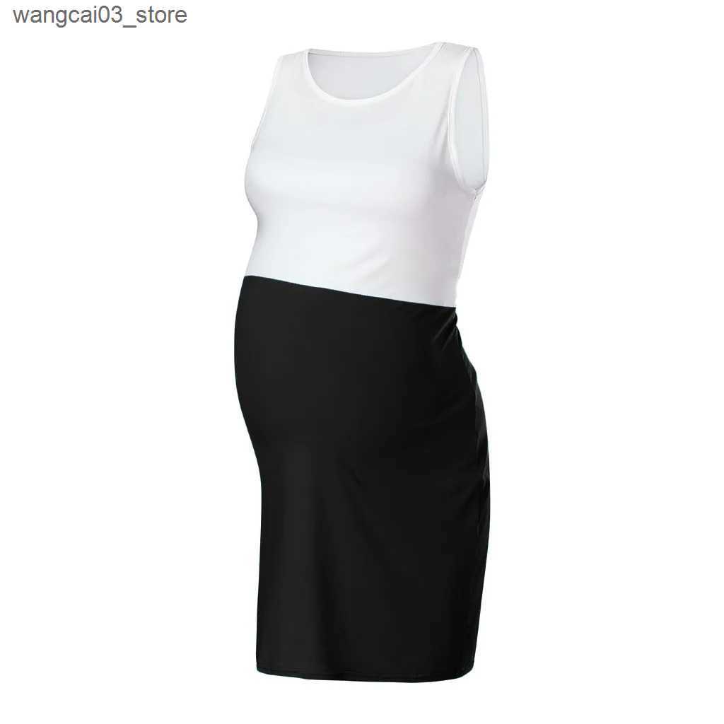 Maternity Dresses Maternity Clothes Premama Straight Sleeveless Dress Summer Pregnant Women O-Neck Hip Wrap Dress Skirt Vestido Pregnancy Clothing L24