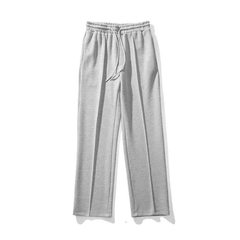 2024 KPOP Fashion Style Harajuku Slim Fit Straight Sweatpants Men Loose All Match Casual Pants Solid Pockets Wide Leg Trousers 241011