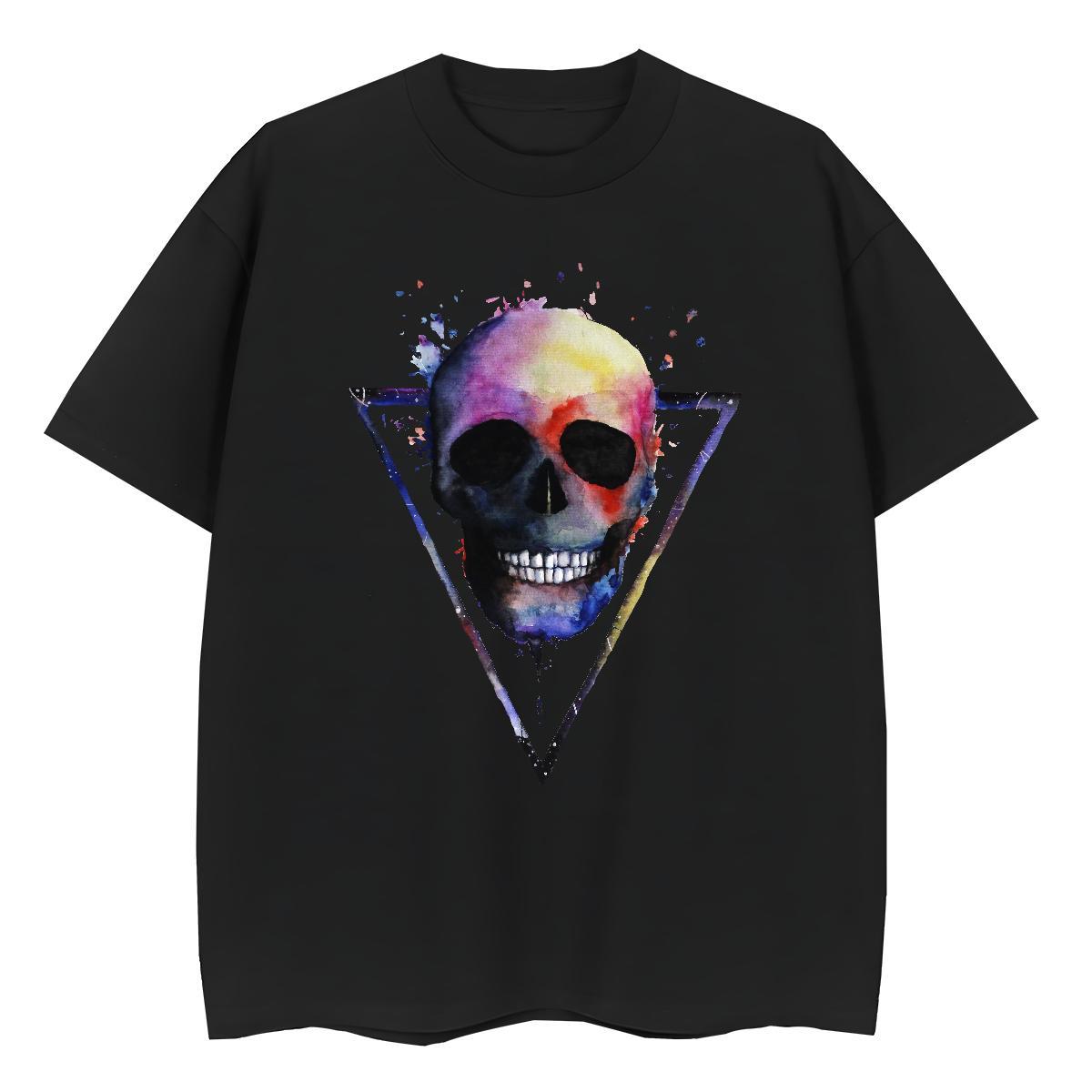 2024 Womens T Shirts 230g Pure Cotton Breathable Crew Neck Outdoor skull Womens Tshirts High quality Cartoon Printing L-4XL Clothes Shirt