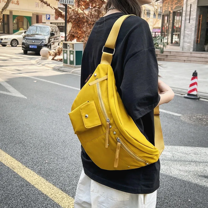 Shoulder Cross Body Bag Womens Casual Chest Bag Large Capacity Neutral Messenger Bag Mobile Wallet Trend Waist Bag 241008