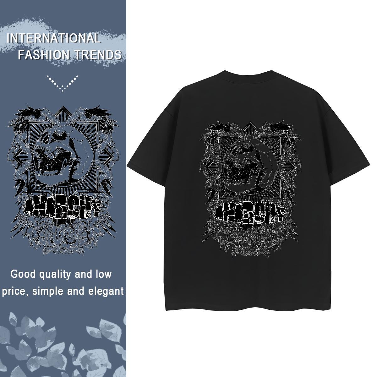 2024 Casual Woman T Shirts 100% Cotton 230g Breathable Crew Neck Casual Beach skull Tshirt for Man Woman Loose fit Plus Size Custom Tees Shirts