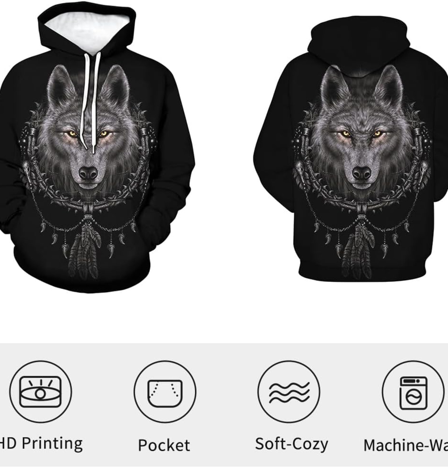 Hoodie for Mens Womens Wolf Graphic 3D Print Fashion Design Mens Hoodies Hooded Sweatshirt For Unisex Graphic Trendy Fashion