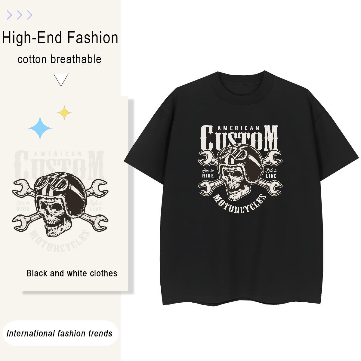 Fashion New T-Shirts for Women 230g Pure Cotton Crew Neck Casual Daily Wear skull Womens Tshirts High quality DIY Anime Printed Clothings