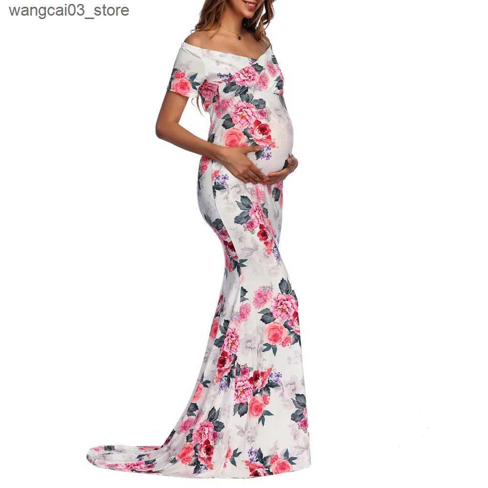 Maternity Dresses 2023 Pregnant Women Floral Long Maxi Dresses Maternity Gown Photography Photo Shoot Clothes Pregnancy Summer Beach Sundress L240910
