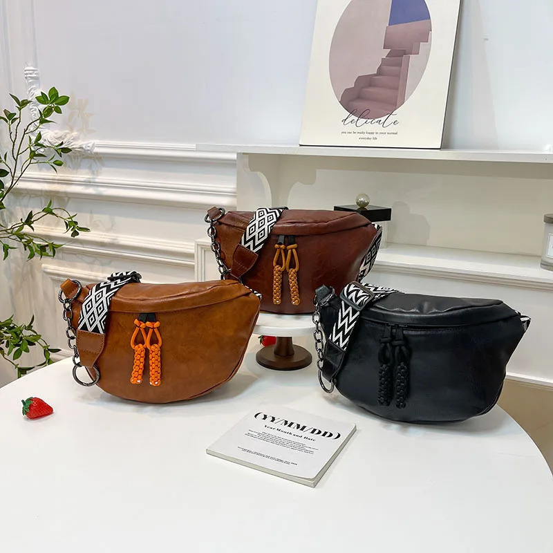 Womens soft leather waist bag Fanny Pack high-quality chest bag fashionable shoulder cross body bag womens waist belt bag 241008