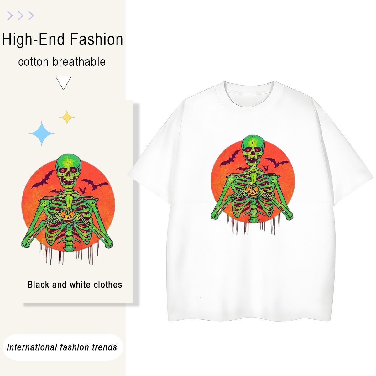 New T-Shirts for Women 230g Pure Cotton Crew Neck Sports Street Wear skull Women Tees Designer Custom Cartoon Tops Tees