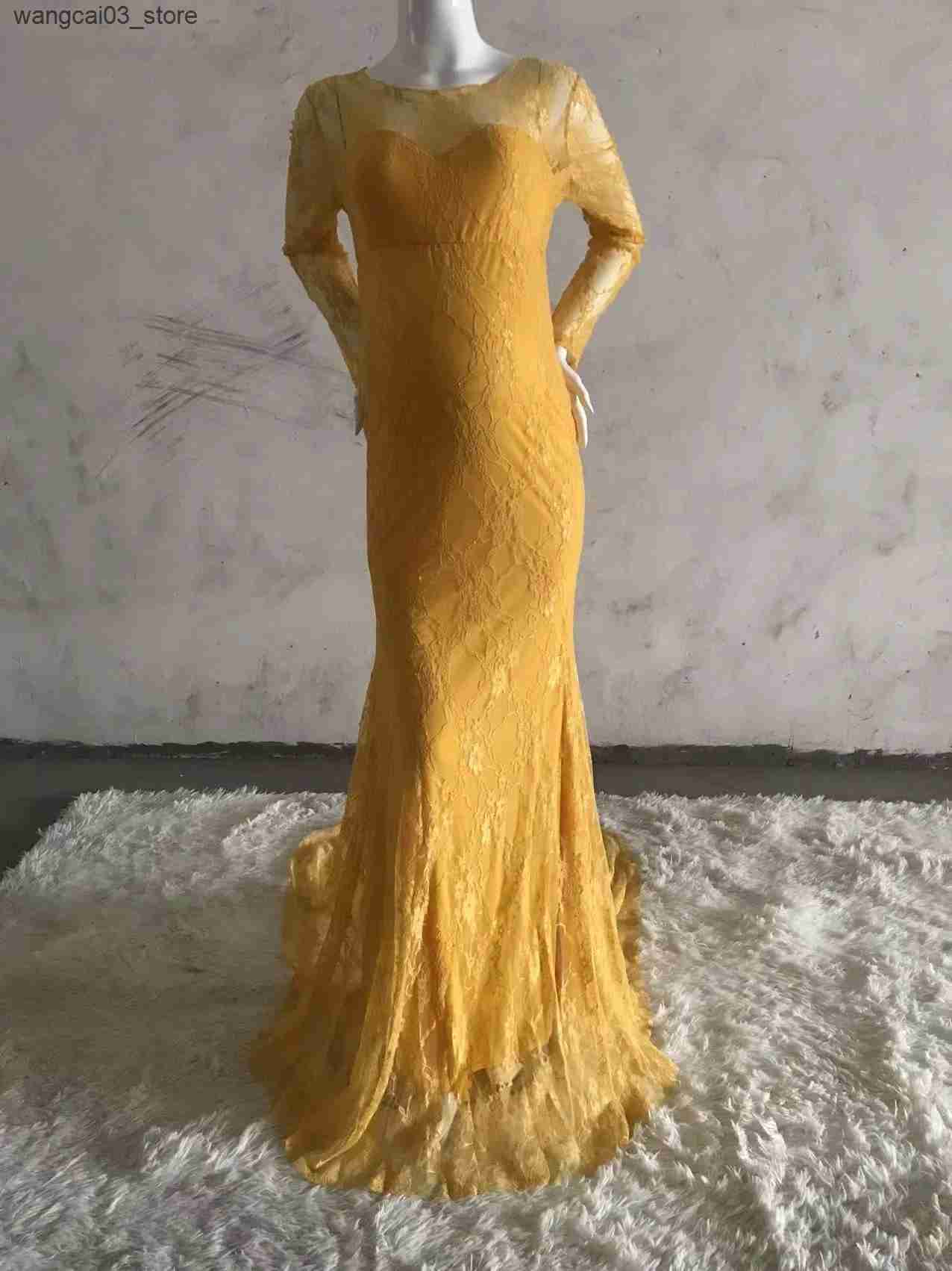 Maternity Dresses Lace Sexy Maternity Photography Dresses Boat Neck Pregnancy Shoot Dress With Long Train Women Maxi Maternity Gown Photo Props L24091
