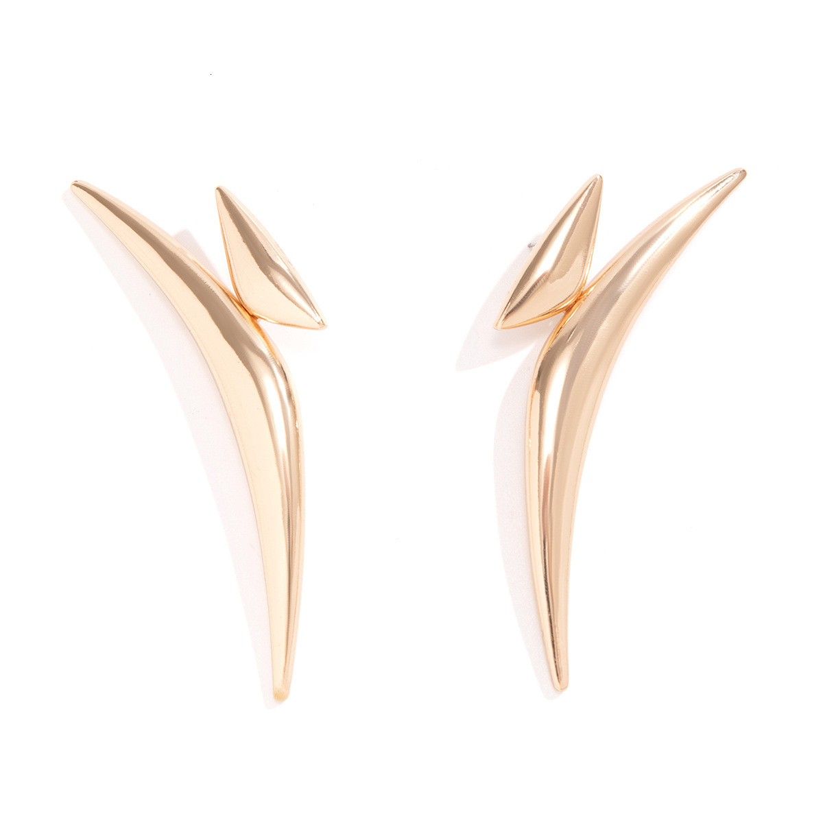 Exaggerated design of jewelry, geometric triangle curved earrings, female personality trend, metal pointed earrings - view 6
