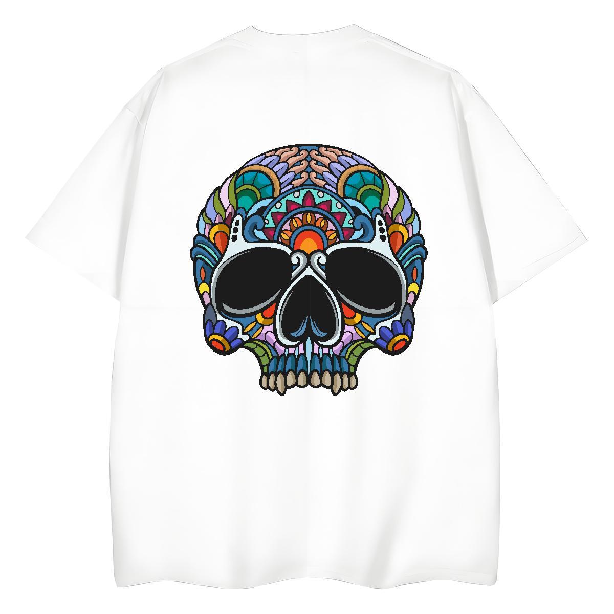 Designer T Shirt For Woman 230g Cotton Breathable Casual Beach skull Tshirt for Man Woman Female Cartoon Floral Printing Top Tees