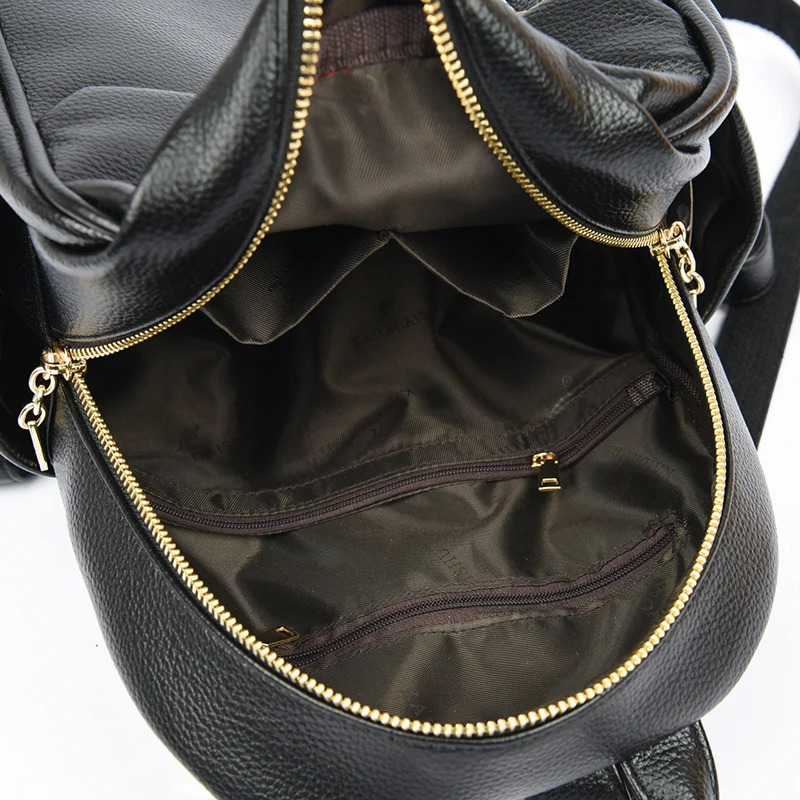 Womens highquality leather backpack womens Sac casual Daypack black retro Mochila Rucksack 241008