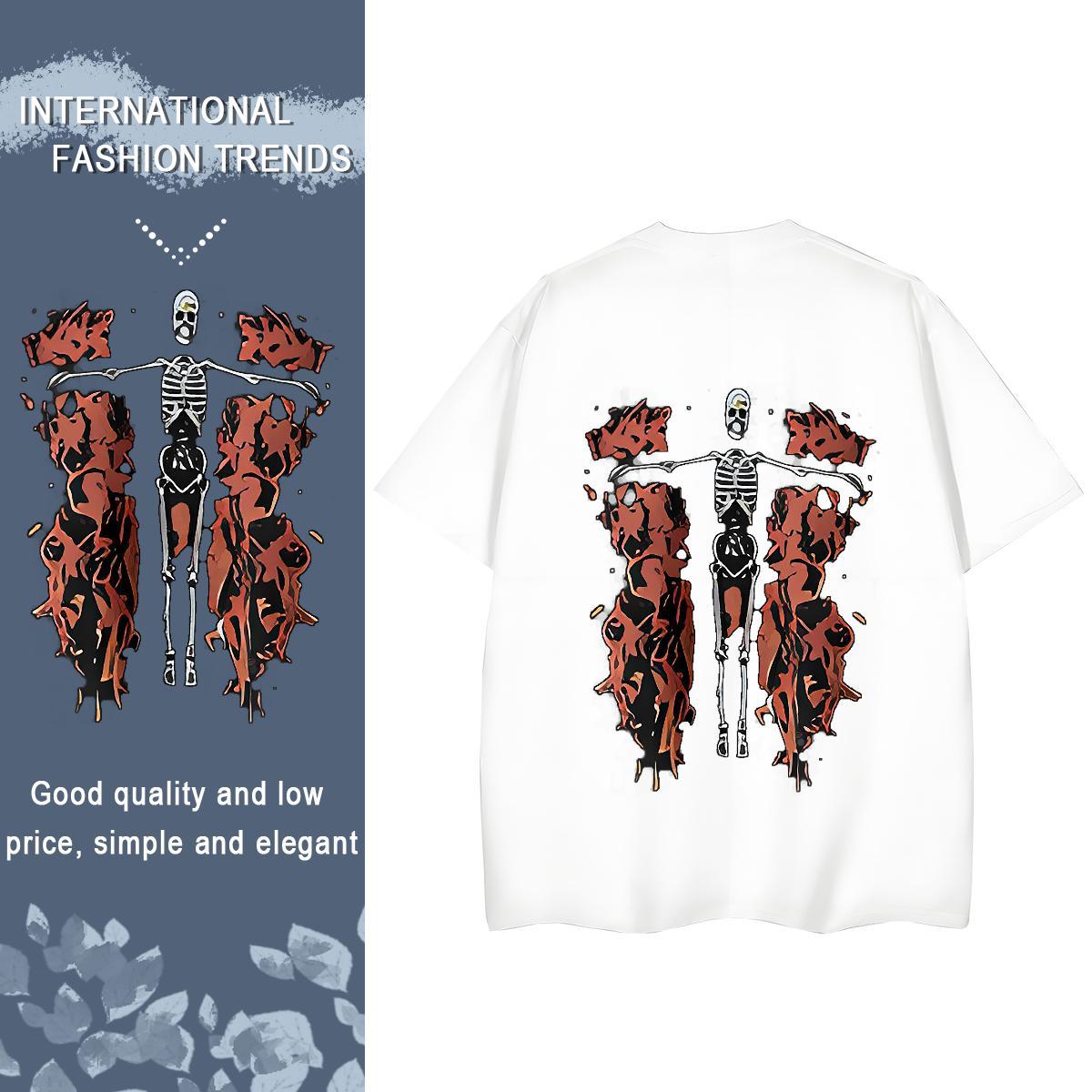 Custom Womens T Shirts 230g 100% Cotton Comfortable Street Wear skull Couples T Shirts Designer Cartoon Printing L-4XL Tops Tees