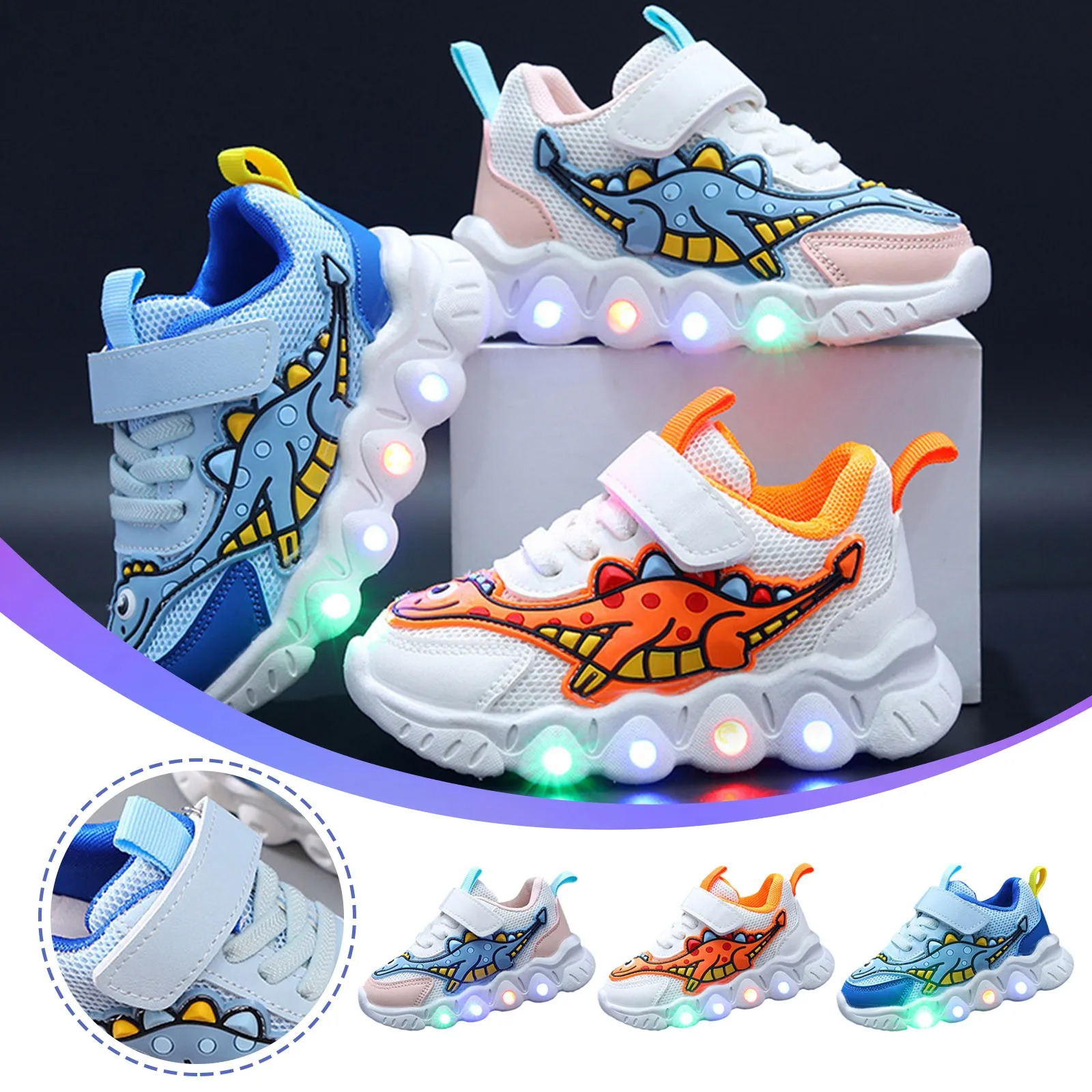 cartoon boys dinosaur sports shoes girls mesh breathable shoes small and medium-sized childrens casual childrens shoes girls shoes 241007