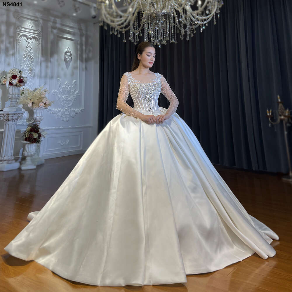 Real Photos Satin Wedding Dress Ball Gown Wedding Dresses