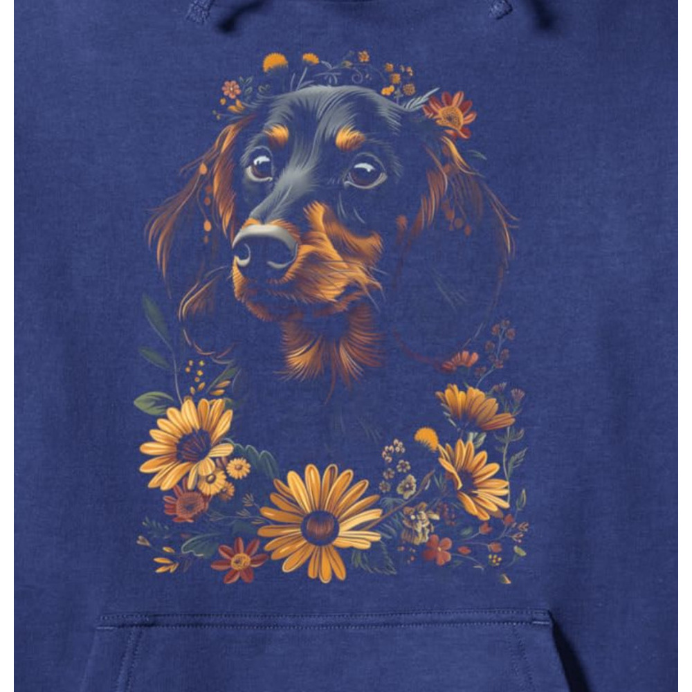 Hoodie for Mens Womens Dachshund Floral Dog Mom Dad Cute Gifts Graphic Tees Men Pullover Hoodie Graphic Hoodies sweatshirt Pullover Long Sleeve