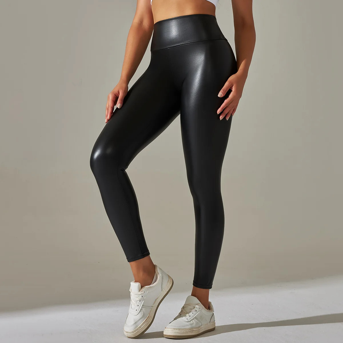 Women Black Pu Leather Pants High Waist Sexy Leggings Trouser Thick Stretch Pantalon Mujer 241009