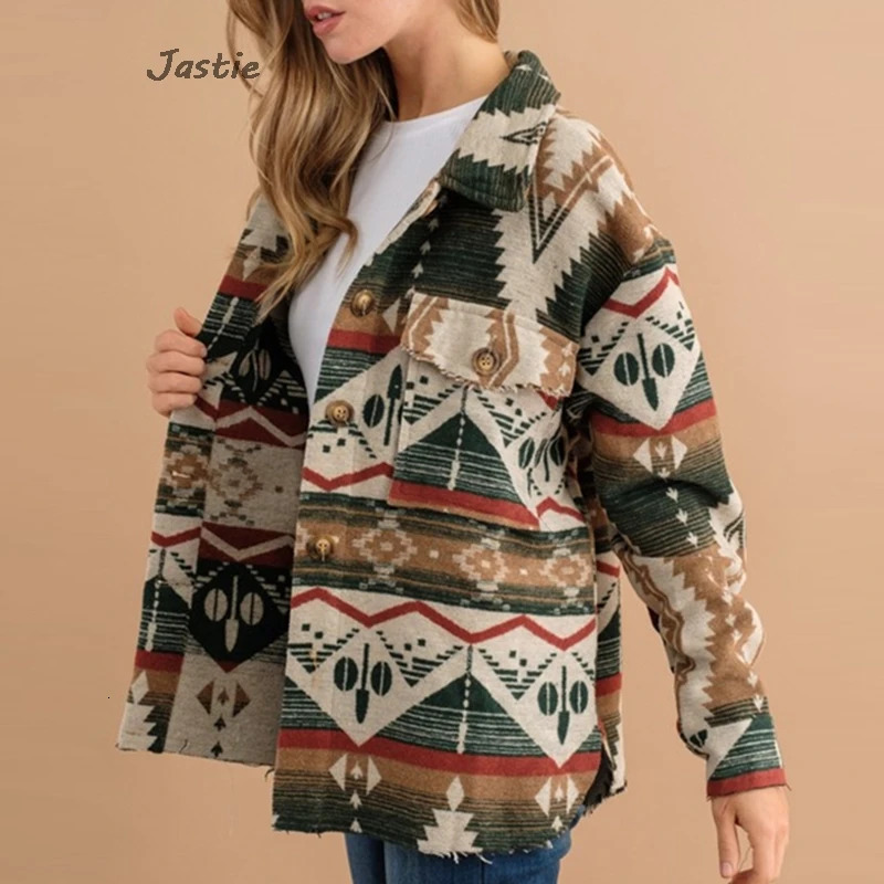 Retro Aztec printed wool womens coat fabric geometric pattern jacquard fashion winter jacket item 241007