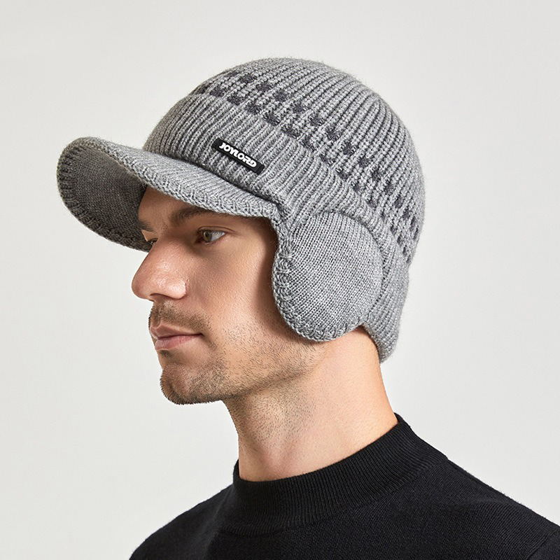 Veet Winter Men's Pullover Ear Protection Baseball Outdoor Cold Proof and Warm Knitted Hat Cross-border