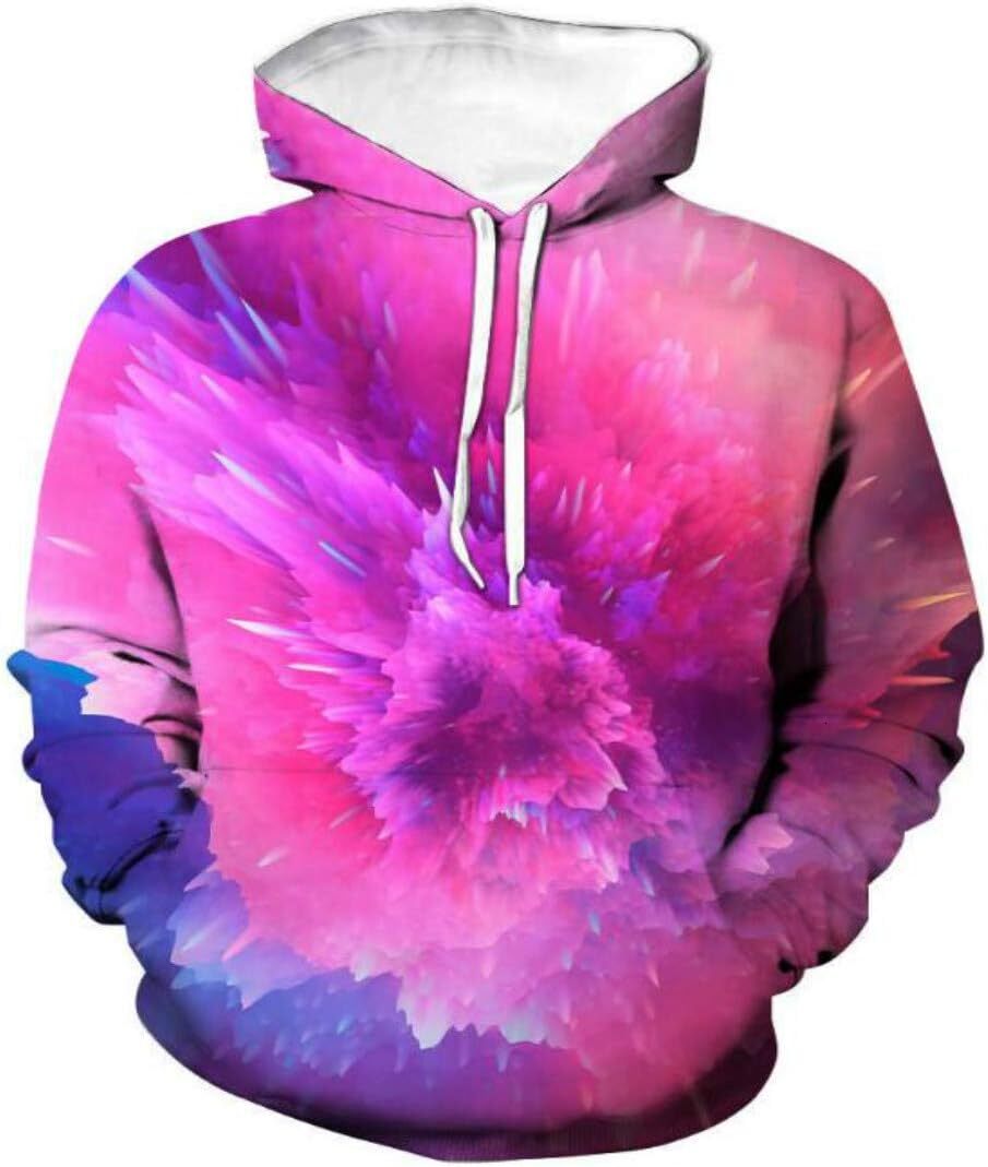 Hoodie for Mens Womens Mens 3D Printed Rainbow Watercolor Paint Long Sleeve Hoodie Pullover Sweatshirt Graphic keep warm