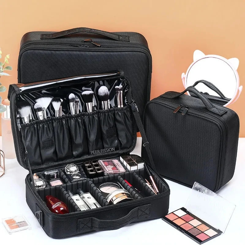 Oxford Clothing Makeup Bag Travel Essential Makeup Box Company Large Capacity Beauty Brush Embroidery Tool Storage 241008