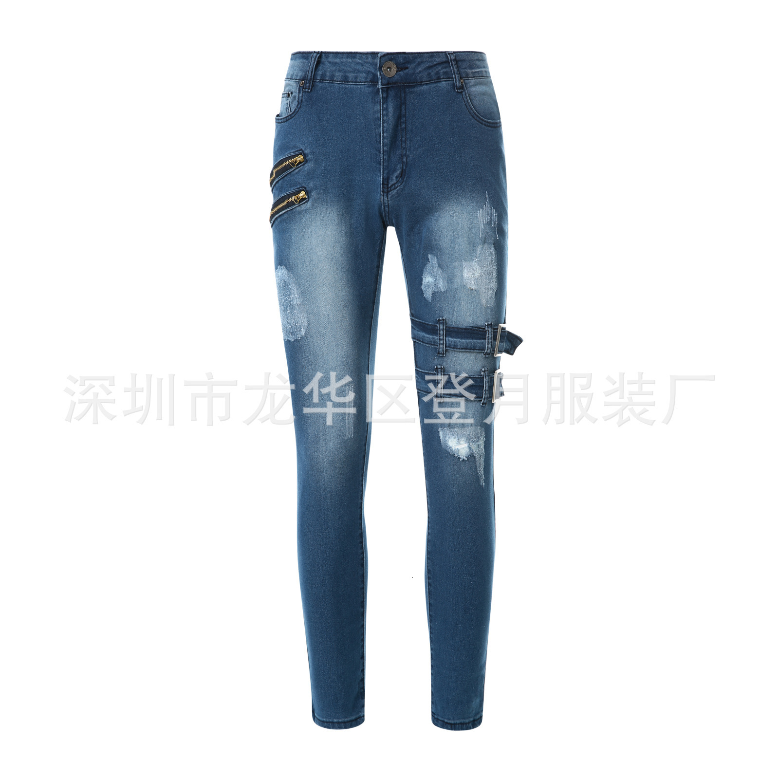 2024 exclusive for european and american new motorcycle personalized fashion wish exclusive for elastic small foot jeans