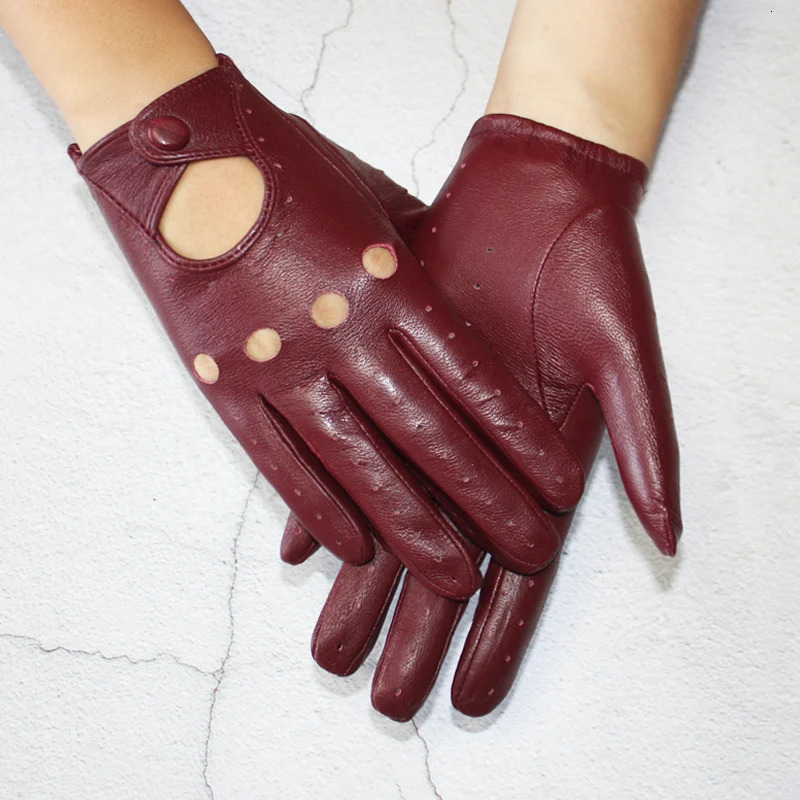 style sheepskin gloves for women thin singlelayer unlined hollow breathable riding motorcycle spring and summer 240906