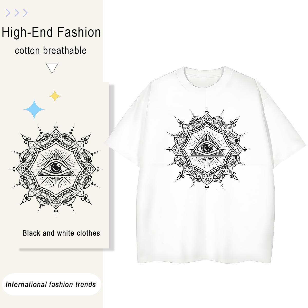 Fashion Women T Shirts 100% Cotton 230g Comfortable Hip Hop eye of the devil Womens Tshirts 5A DIY Printed Polos