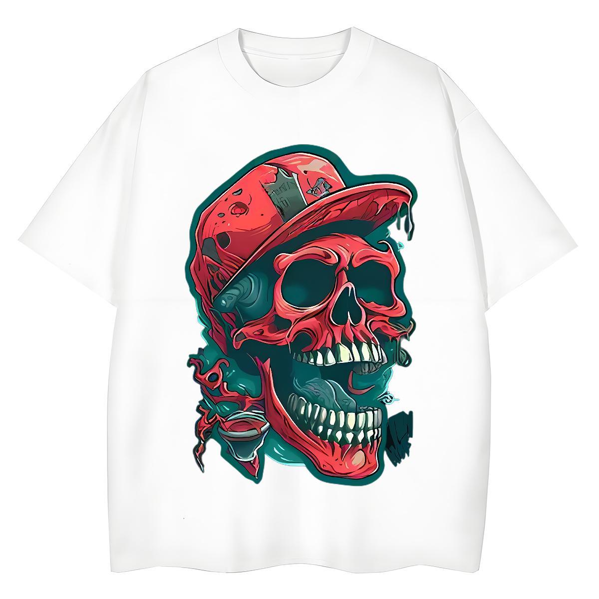 Fashion New T-Shirts for Women 230g Cotton Short Sleeve O-Neck Daily Wear skull Womens Tshirts Free Shipping Plus Size Cartoon Clothings