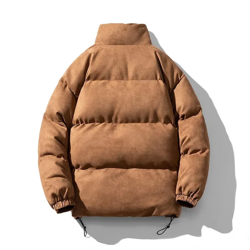 Winter Hooded Retro Parkas Jacket Mens Various Colors Bubble Jacket Oversized Warm Solid Jacket Street Clothing Artificial Suede Inflatable Jacket 241