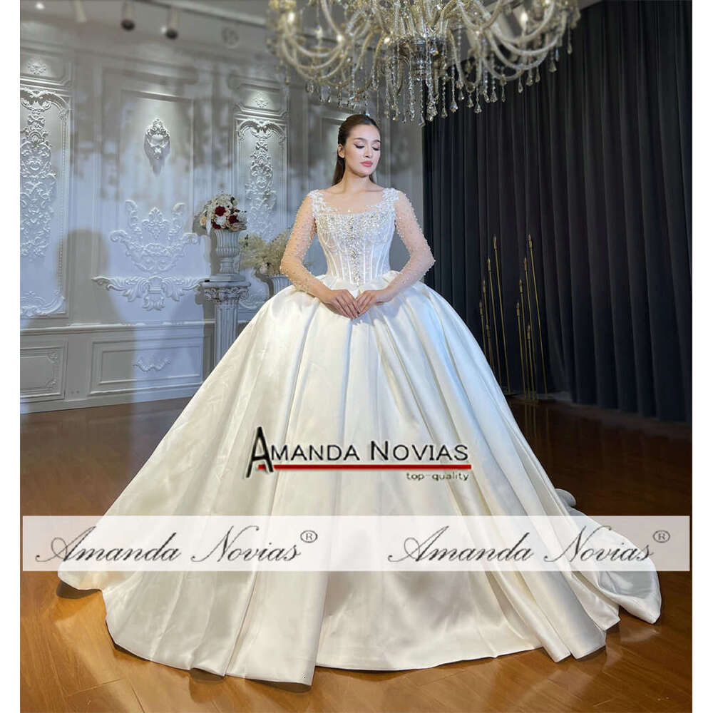 Real Photos Satin Wedding Dress Ball Gown Wedding Dresses
