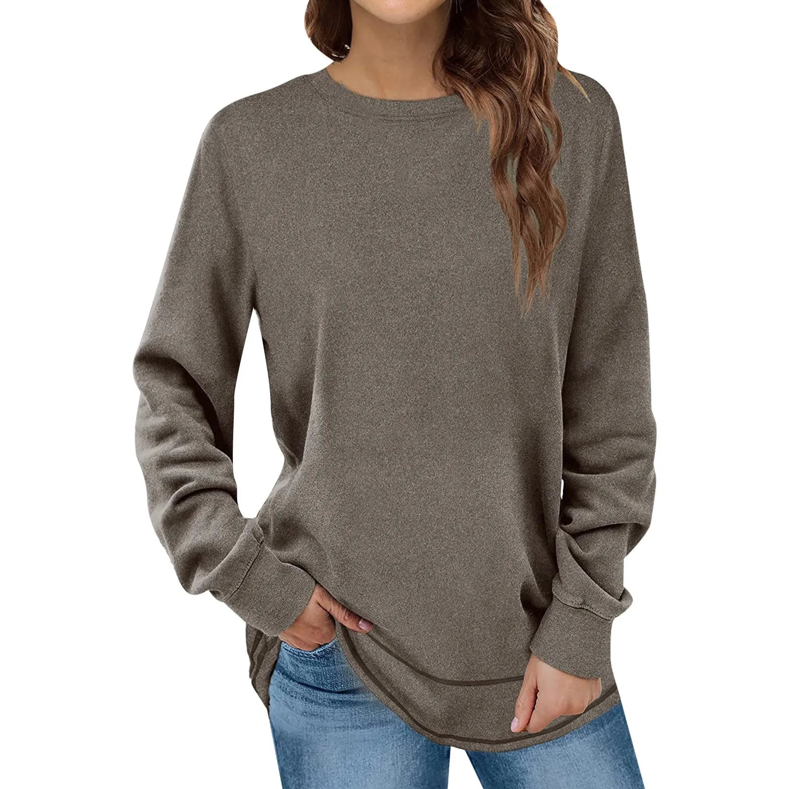 Womens Sweatshirts Soild Large For Women Crewneck Long Sleeve Fashion Shirts Tops Christmas Shirts Women Hoodies 241011
