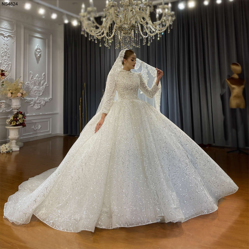 Muslim Full ing Lace High Neck Wedding Dress