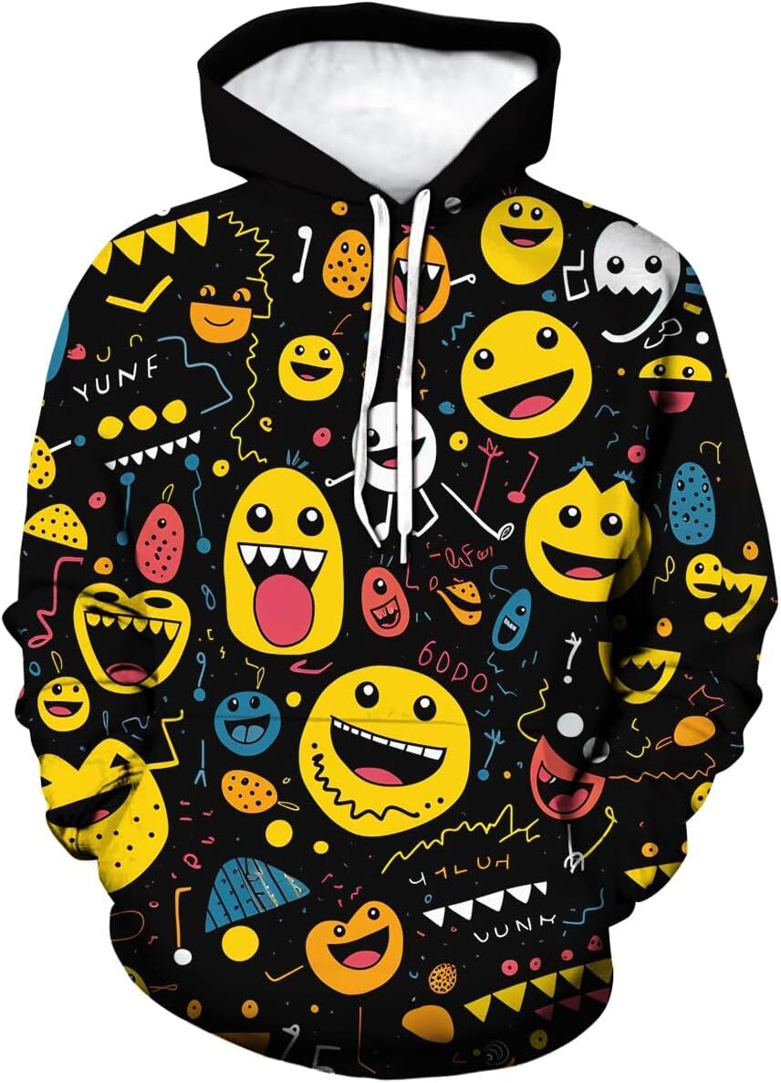 Hoodie for Mens Womens Coloful Graffiti Hoodies For Men Funny Hip-Hop Graphic Sweatshirt 3D Printed Pullover Graphic Hoodies sweatshirt keep warm
