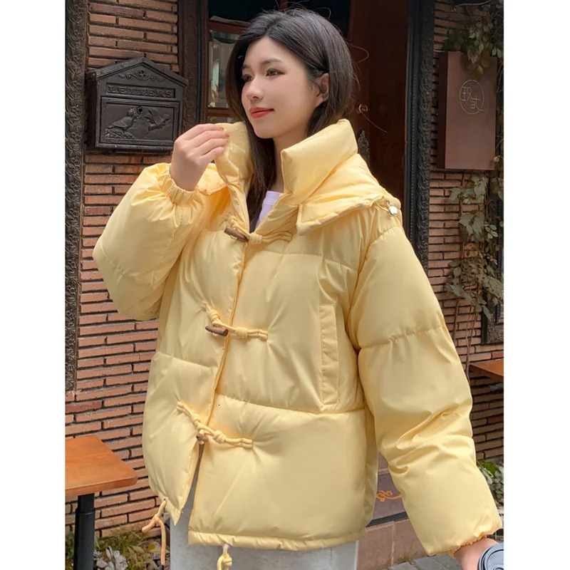 White down jacket womens coat green hooded fashion American streetwear Y2K style down jacket womens winter short jacket 241009