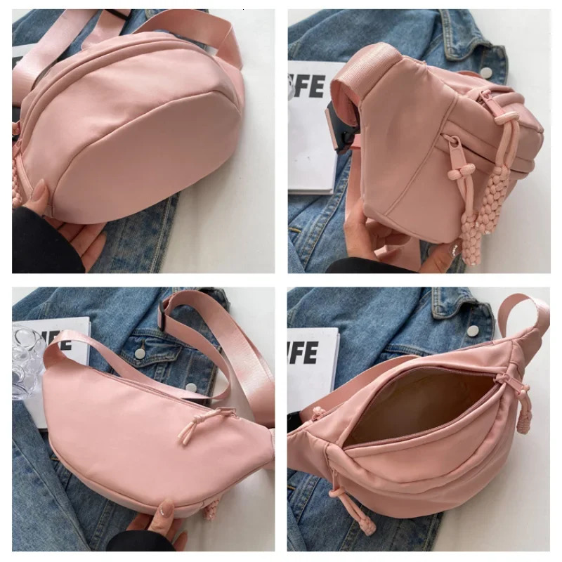 Womens Canvas Cross body Bag Solid Color Womens Sling Waist Bag Tendance Womens Chest Bag Waterproof Hiking Bag Handbag 241008