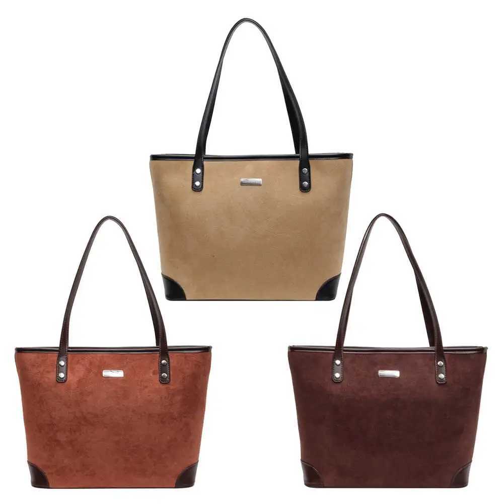 Women Faux Suede Tote Bag Large Capacity Top Handle Fashion Shoulder Satchel Work Ladies Purse for Shopping Travel 241011