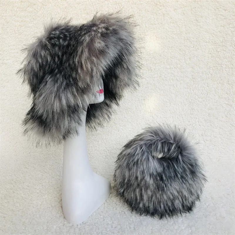 Big Brim Womens Fur Hat Plush Bucket Hat Warm Winter Y2K Punk Mens Fishermans Hat Personalized Color Hat 241011