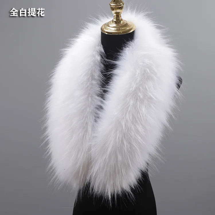100% high-quality faux fur collar womens winter warmth accessories 90 * 20cm mens down jacket cover fur decorative scarf shawl 241011