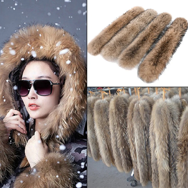 60/70/75cm Winter Natural Fur Collar Genuine Fox Fur Collar Natural Fur Belt Decorative Coat Scarf Accessories 241011