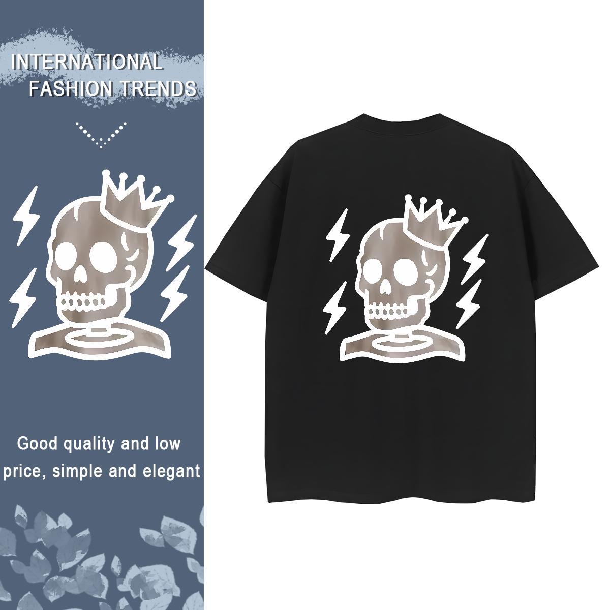 Custom Woman T Shirts 230g 100% Cotton Breathable Short Sleeve Casual Beach skull Lady T shirt Nice Plus Size Cartoon Tops