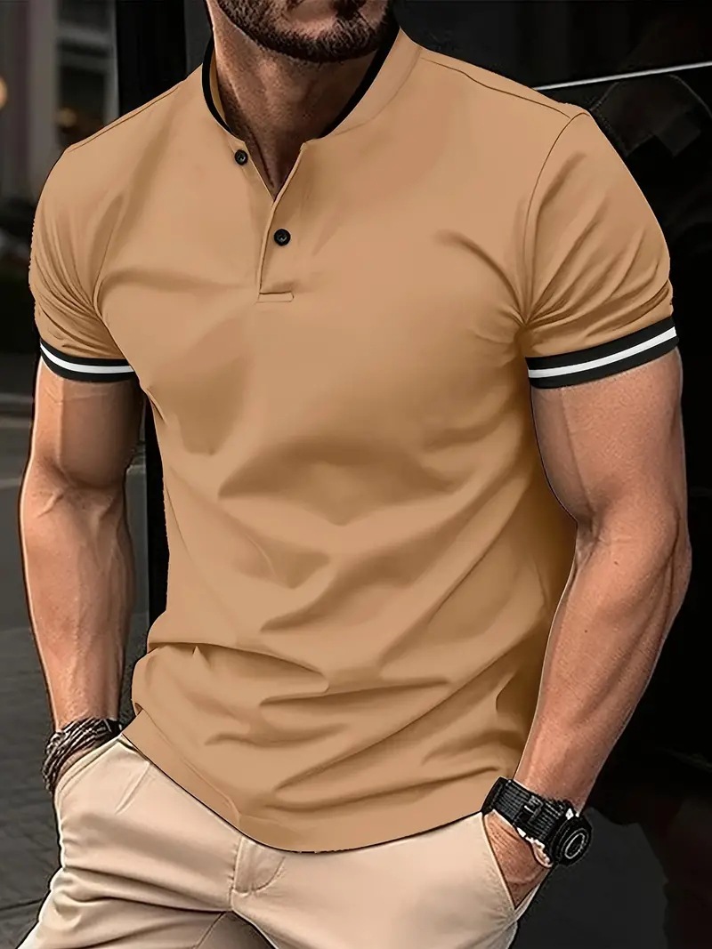 Clothing Shirt Men Polo Solid Color Mens Fabric Polo T-Shirt Short Sleeved Casual T-Shirt Tee Tops s T- T-