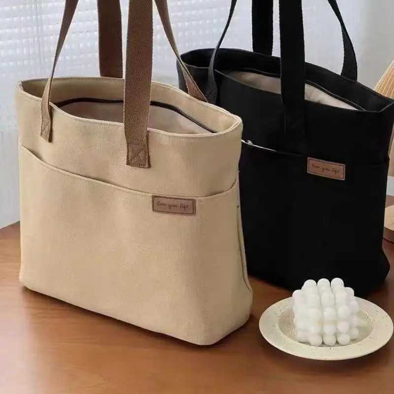 New canvas handbag for women large capacity shoulder bag student level commuting handbag womens casual handbag Y241011